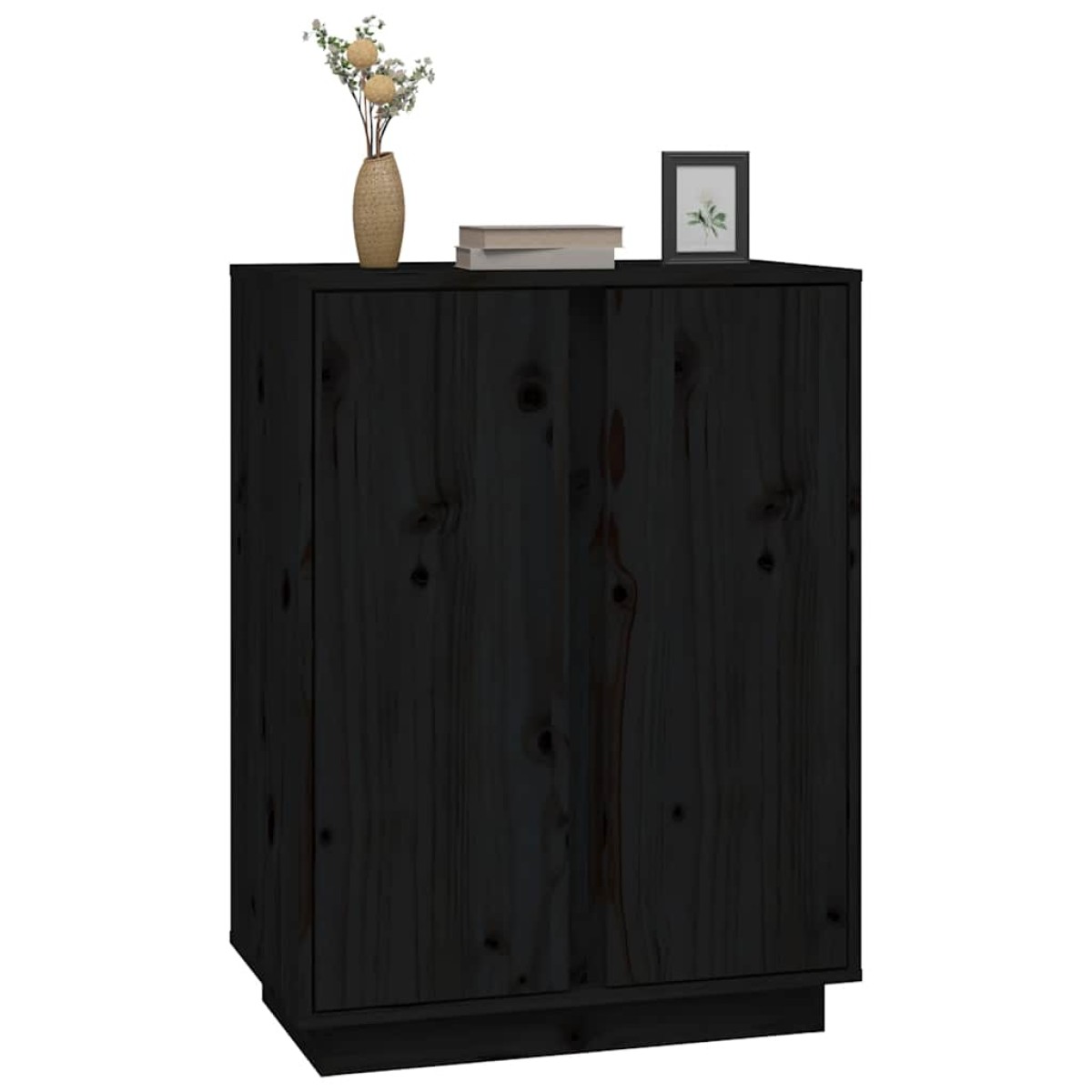 vidaXL Ντουλάπι Μαύρος 60x35x80 εκ. από Μασίφ Ξύλο Πεύκου