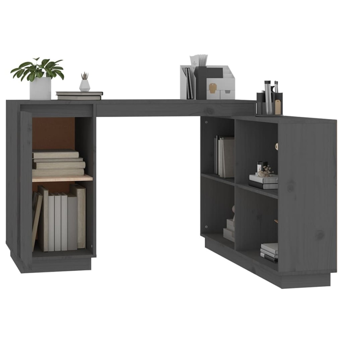 vidaXL Γραφείο Γκρι 110 x 50 x 75 εκ. από Μασίφ Ξύλο Πεύκου