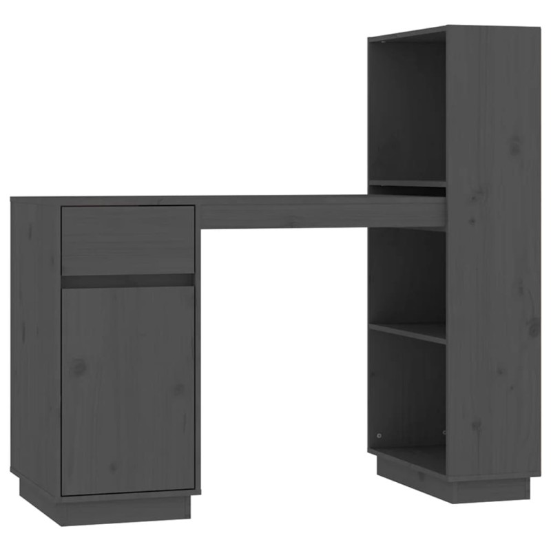 vidaXL Γραφείο Γκρι 110x53x117 εκ. από Μασίφ Ξύλο Πεύκου