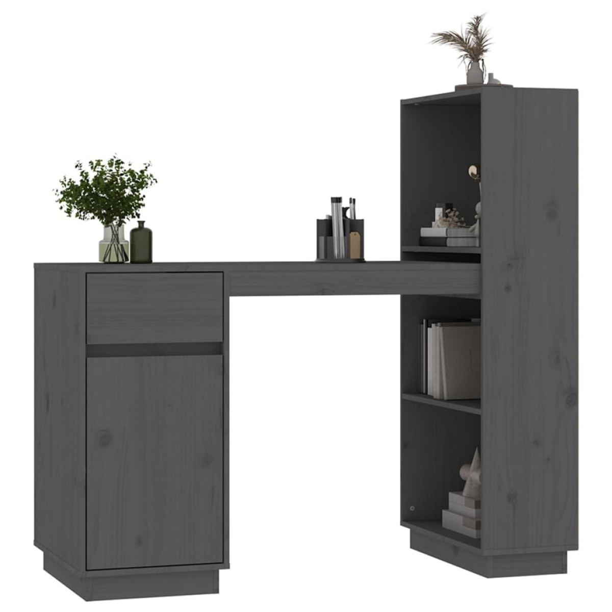 vidaXL Γραφείο Γκρι 110x53x117 εκ. από Μασίφ Ξύλο Πεύκου