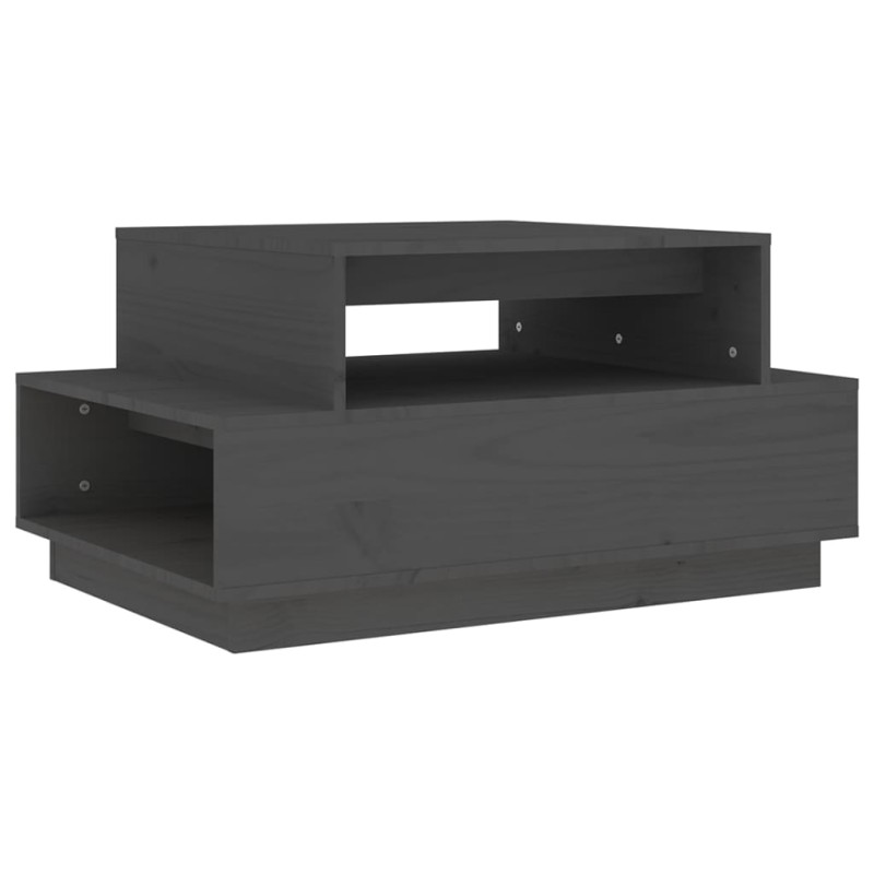 vidaXL Τραπεζάκι Σαλονιού Γκρι 80x55x40,5 εκ. από Μασίφ Ξύλο Πεύκου