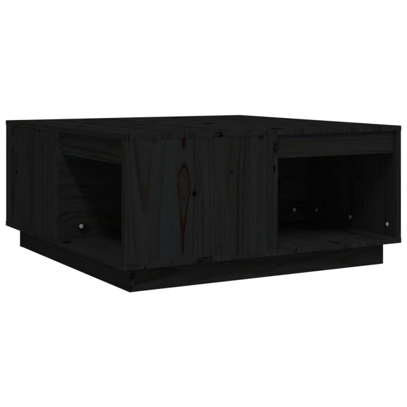 vidaXL Τραπεζάκι Σαλονιού Μαύρο 80x81x36,5 εκ. από Μασίφ Ξύλο Πεύκου