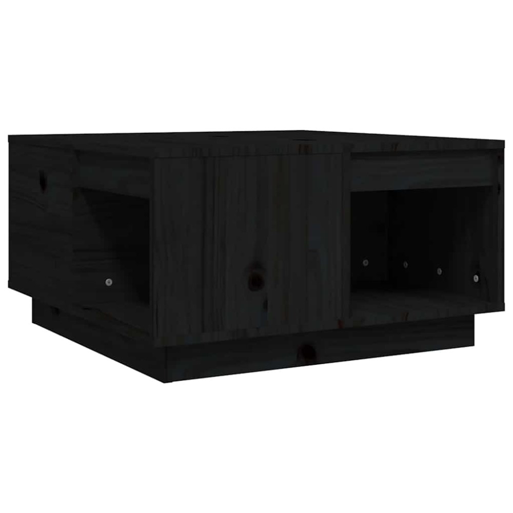 vidaXL Τραπεζάκι Σαλονιού Μαύρος 60x61x32,5 εκ. από Μασίφ Ξύλο Πεύκου