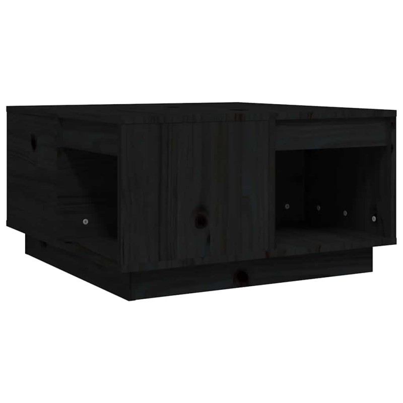 vidaXL Τραπεζάκι Σαλονιού Μαύρος 60x61x32,5 εκ. από Μασίφ Ξύλο Πεύκου
