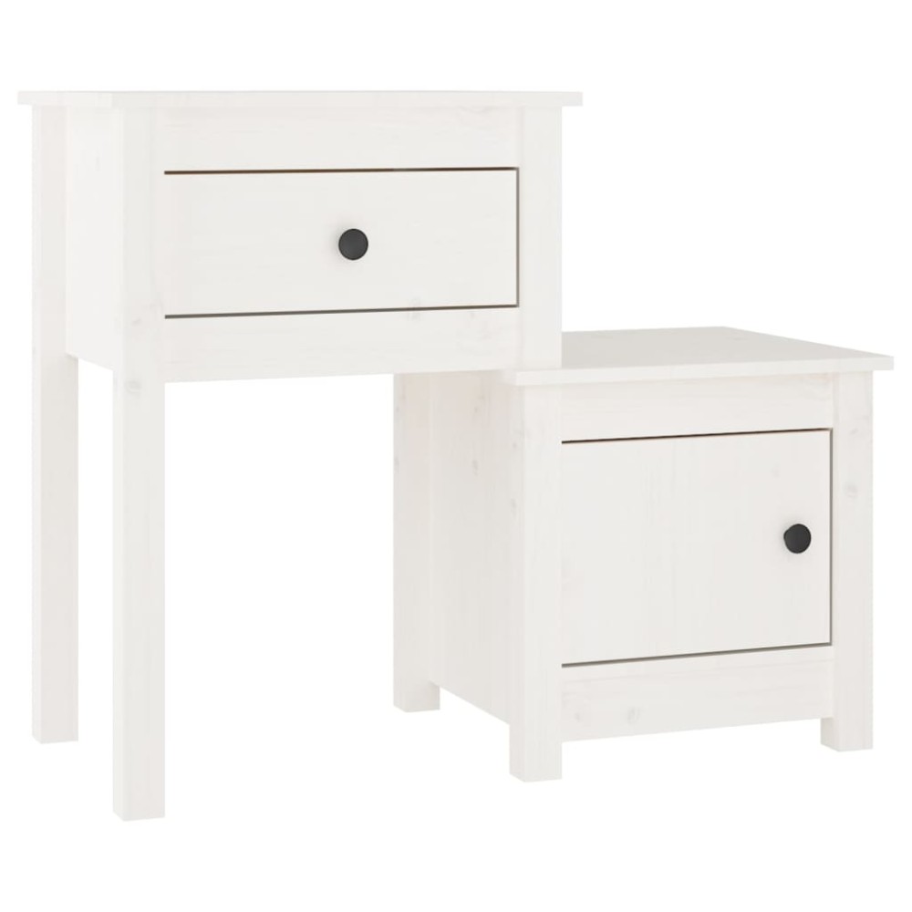 vidaXL Κομοδίνο Λευκό 79,5 x 38 x 65,5 εκ. από Μασίφ Ξύλο Πεύκου
