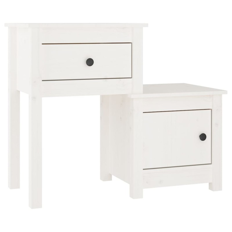 vidaXL Κομοδίνο Λευκό 79,5 x 38 x 65,5 εκ. από Μασίφ Ξύλο Πεύκου