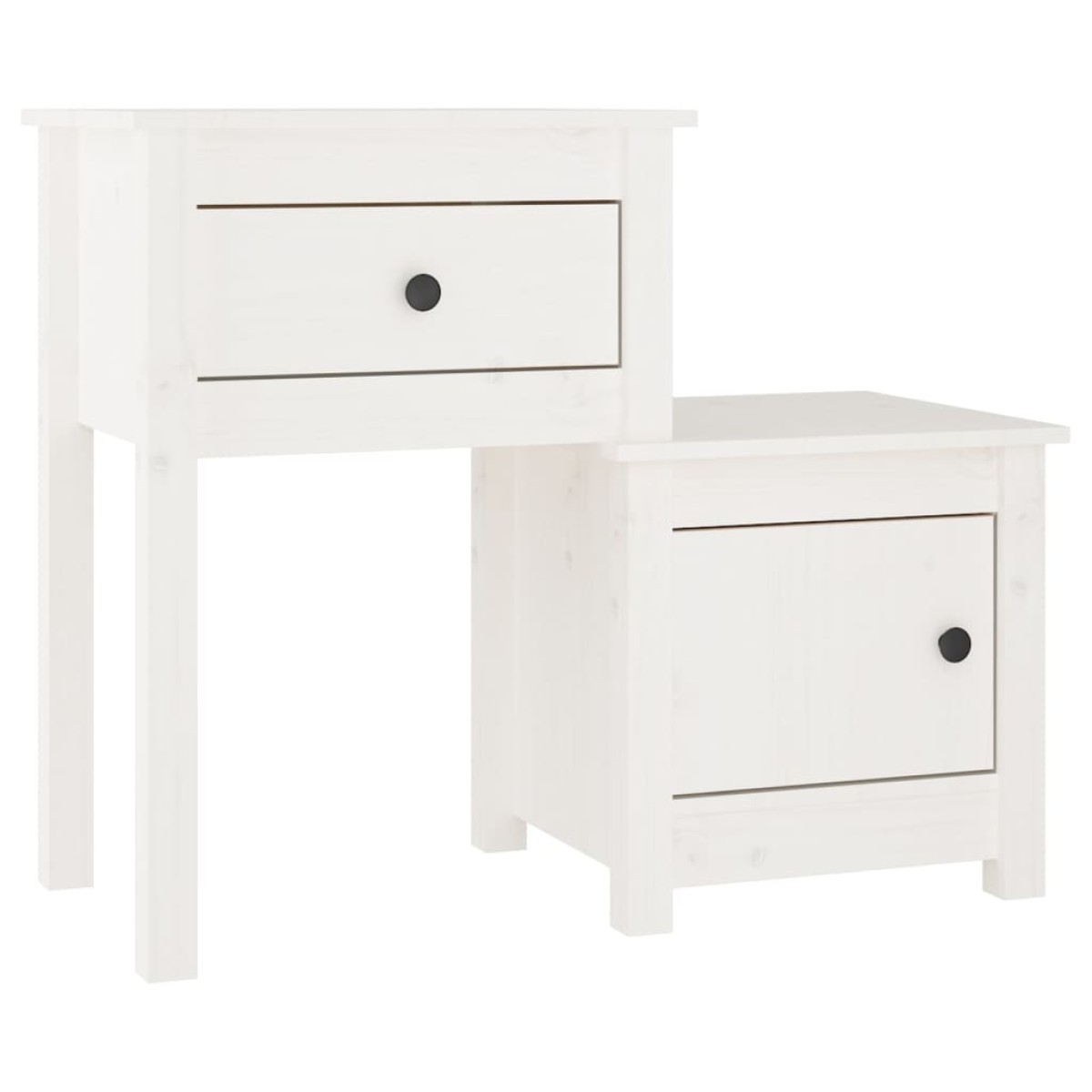 vidaXL Κομοδίνα 2 τεμ. Λευκά 79,5x38x65,5 εκ. από Μασίφ Ξύλο Πεύκου