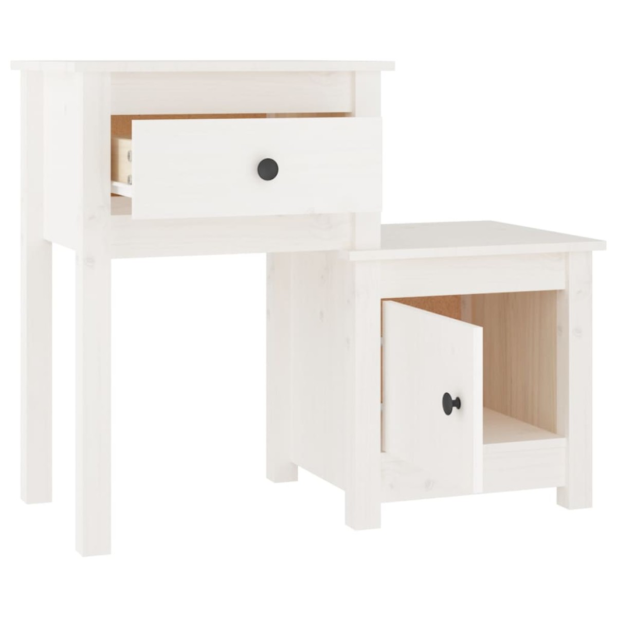 vidaXL Κομοδίνα 2 τεμ. Λευκά 79,5x38x65,5 εκ. από Μασίφ Ξύλο Πεύκου