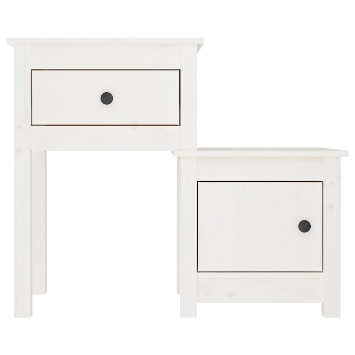 vidaXL Κομοδίνα 2 τεμ. Λευκά 79,5x38x65,5 εκ. από Μασίφ Ξύλο Πεύκου