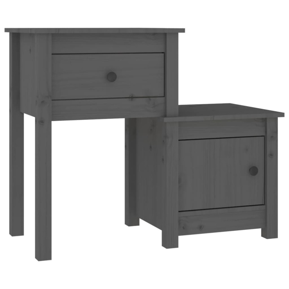 vidaXL Κομοδίνο Γκρι 79 x 38 x 65,5 εκ. από Μασίφ Ξύλο Πεύκου