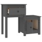 vidaXL Κομοδίνο Γκρι 79 x 38 x 65,5 εκ. από Μασίφ Ξύλο Πεύκου