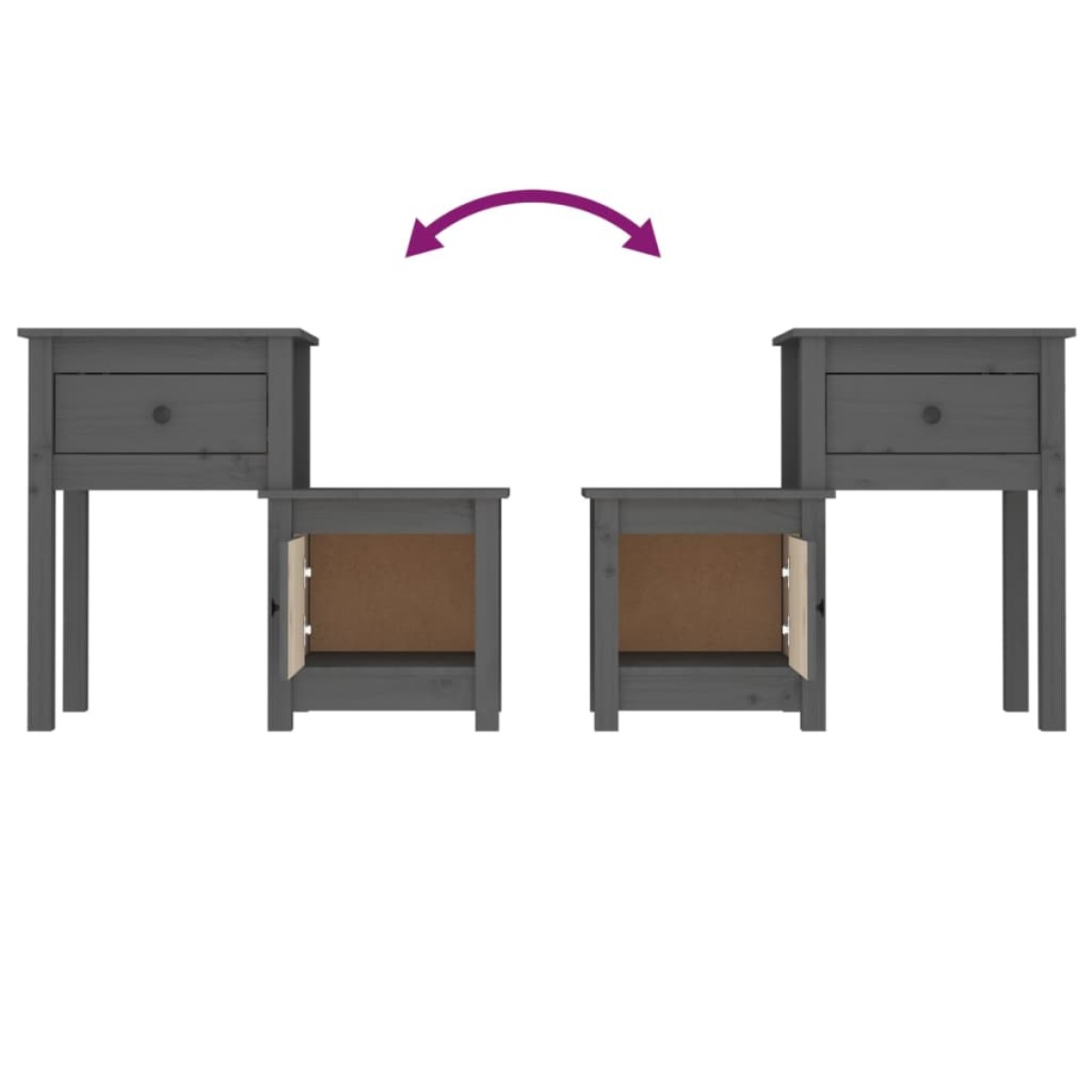 vidaXL Κομοδίνο Γκρι 79 x 38 x 65,5 εκ. από Μασίφ Ξύλο Πεύκου