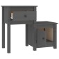 vidaXL Κομοδίνα 2 τεμ. Γκρί 79,5x38x65,5 εκ. από Μασίφ Ξύλο Πεύκου