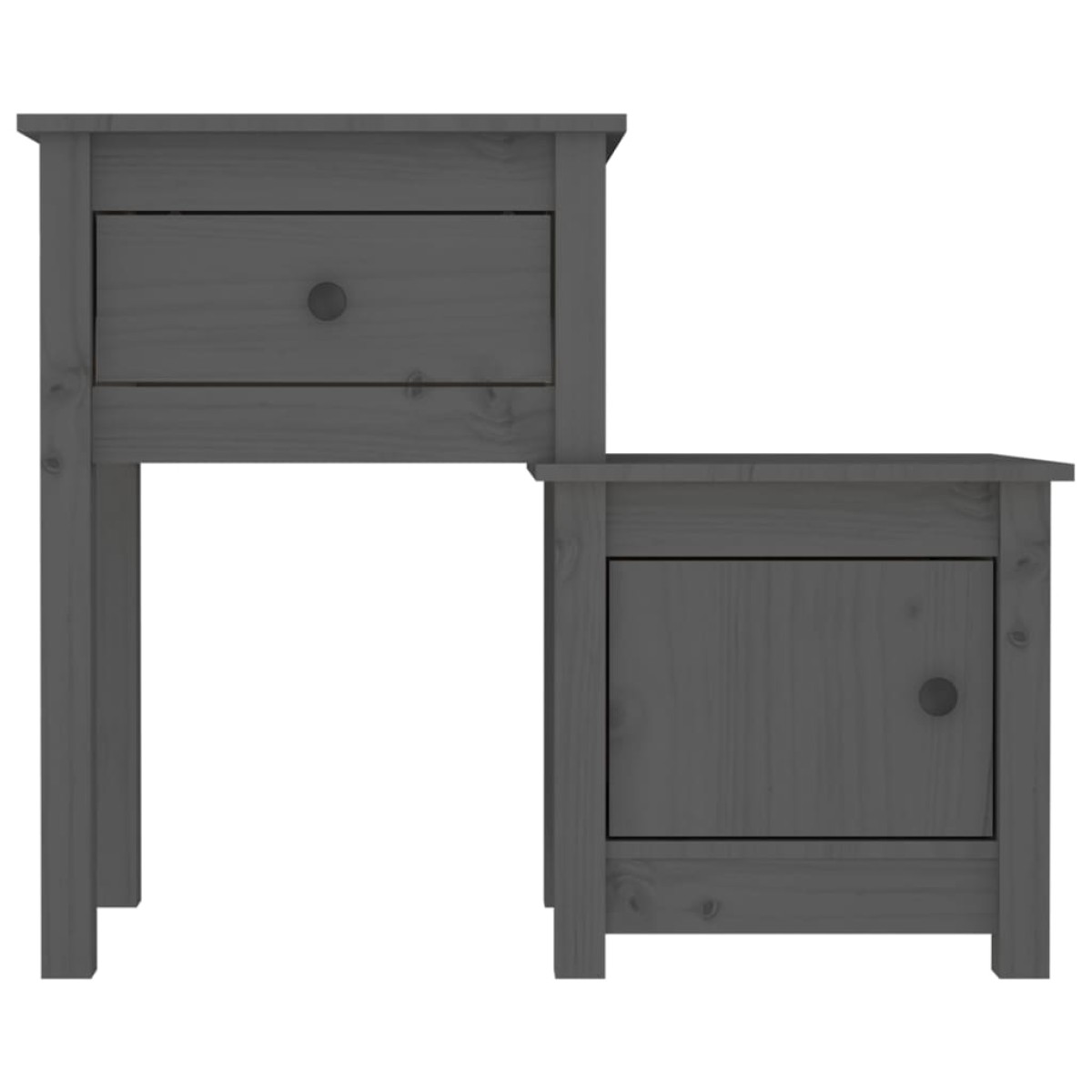 vidaXL Κομοδίνα 2 τεμ. Γκρί 79,5x38x65,5 εκ. από Μασίφ Ξύλο Πεύκου