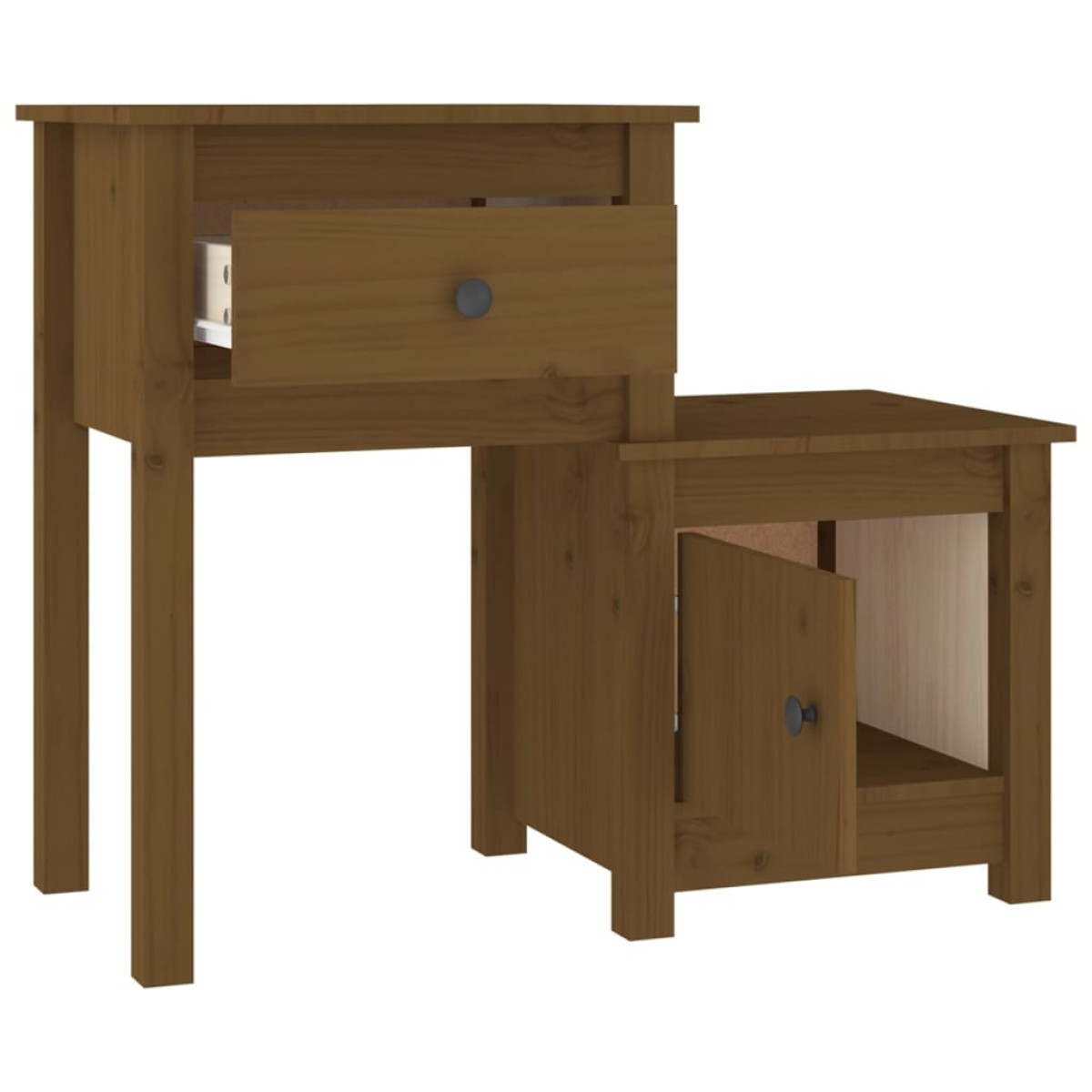 vidaXL Κομοδίνα 2τμχ Καφέ Μελί 79,5x38x65,5 εκ. από Μασίφ Ξύλο Πεύκου