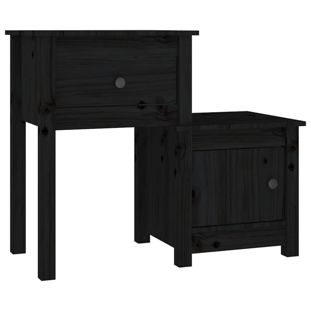 vidaXL Κομοδίνο Μαύρο 79,5 x 38 x 65,5 εκ. από Μασίφ Ξύλο Πεύκου