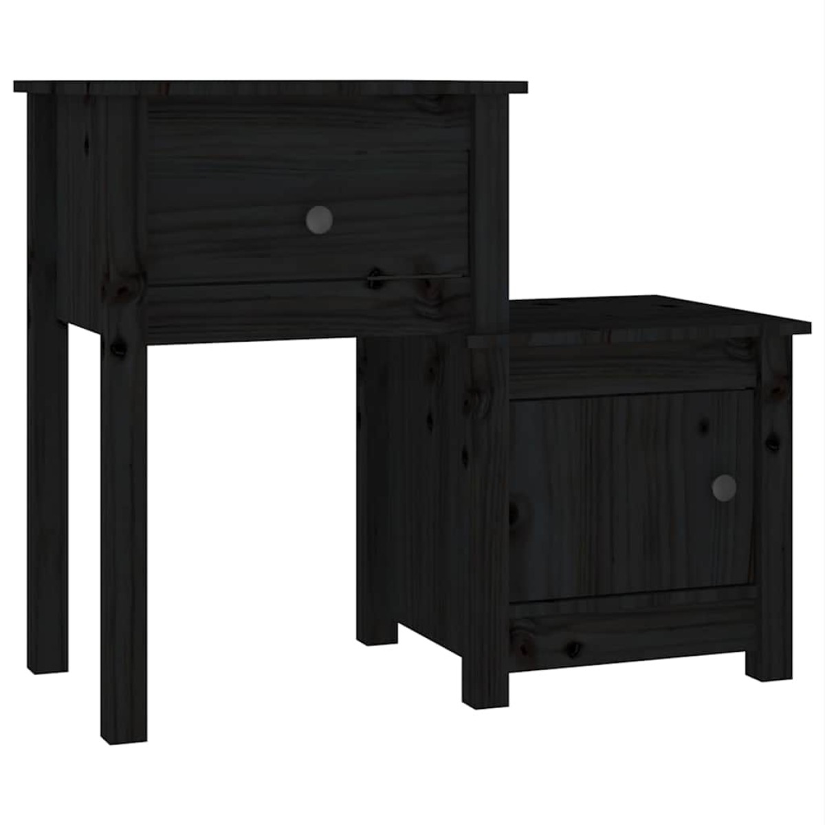 vidaXL Κομοδίνο Μαύρο 79,5 x 38 x 65,5 εκ. από Μασίφ Ξύλο Πεύκου