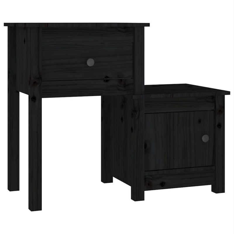 vidaXL Κομοδίνο Μαύρο 79,5 x 38 x 65,5 εκ. από Μασίφ Ξύλο Πεύκου