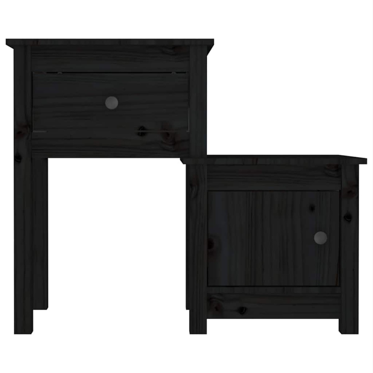 vidaXL Κομοδίνο Μαύρο 79,5 x 38 x 65,5 εκ. από Μασίφ Ξύλο Πεύκου