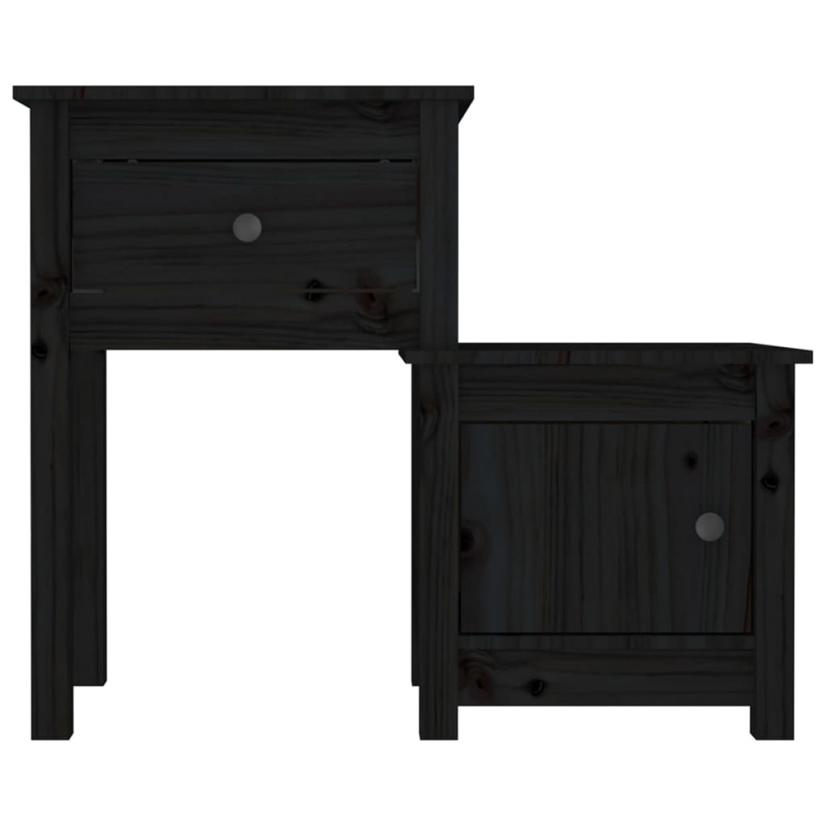 vidaXL Κομοδίνα 2 τεμ. Μαύρα 79,5x38x65,5 εκ. από Μασίφ Ξύλο Πεύκου