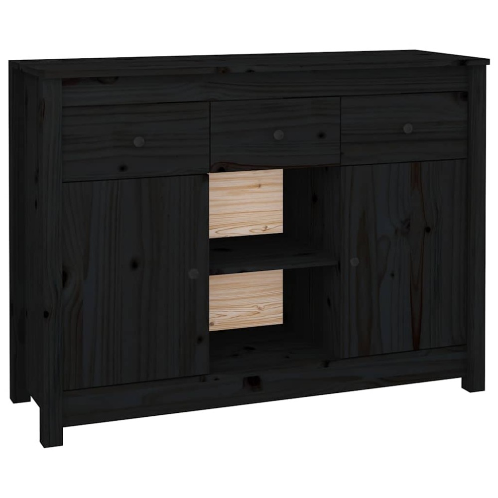 vidaXL Ντουλάπι Μαύρο 100 x 35 x 74,5 εκ. από Μασίφ Ξύλο Πεύκου