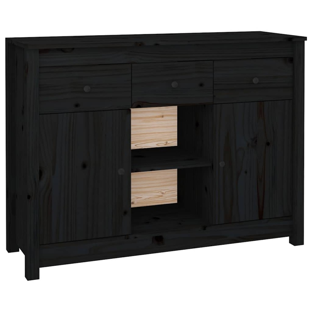 vidaXL Ντουλάπι Μαύρο 100 x 35 x 74,5 εκ. από Μασίφ Ξύλο Πεύκου