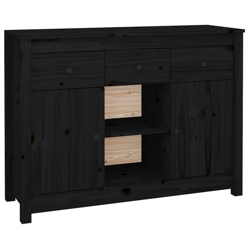 vidaXL Ντουλάπι Μαύρο 100 x 35 x 74,5 εκ. από Μασίφ Ξύλο Πεύκου