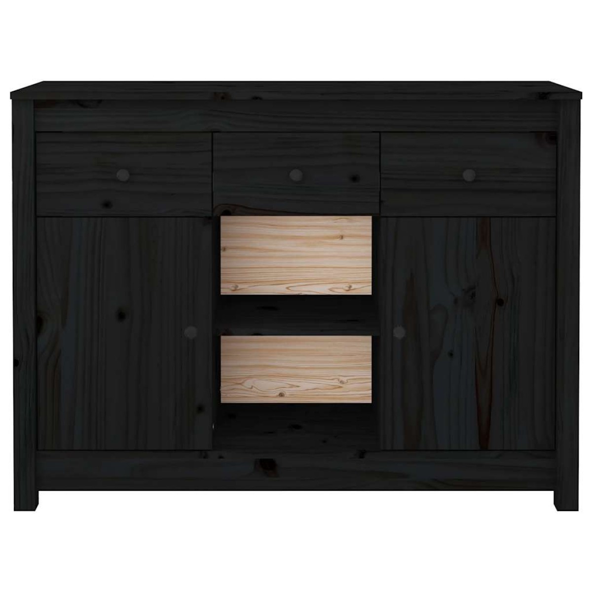 vidaXL Ντουλάπι Μαύρο 100 x 35 x 74,5 εκ. από Μασίφ Ξύλο Πεύκου