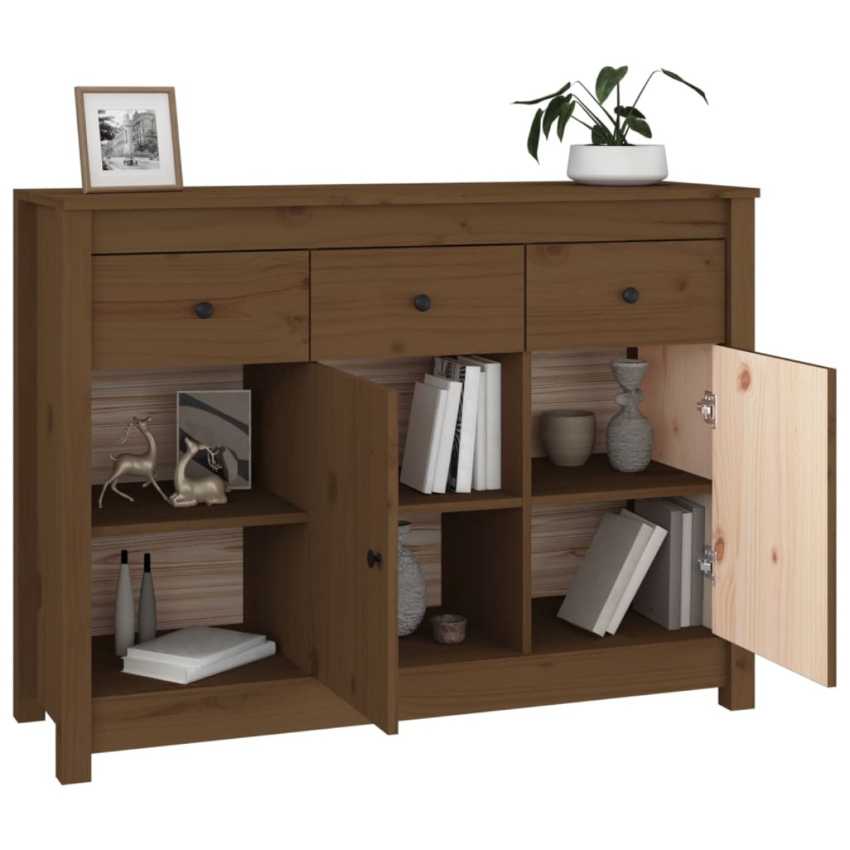 vidaXL Ντουλάπι Καφέ Μελί 100x35x74 εκ. από Μασίφ Ξύλο Πεύκου