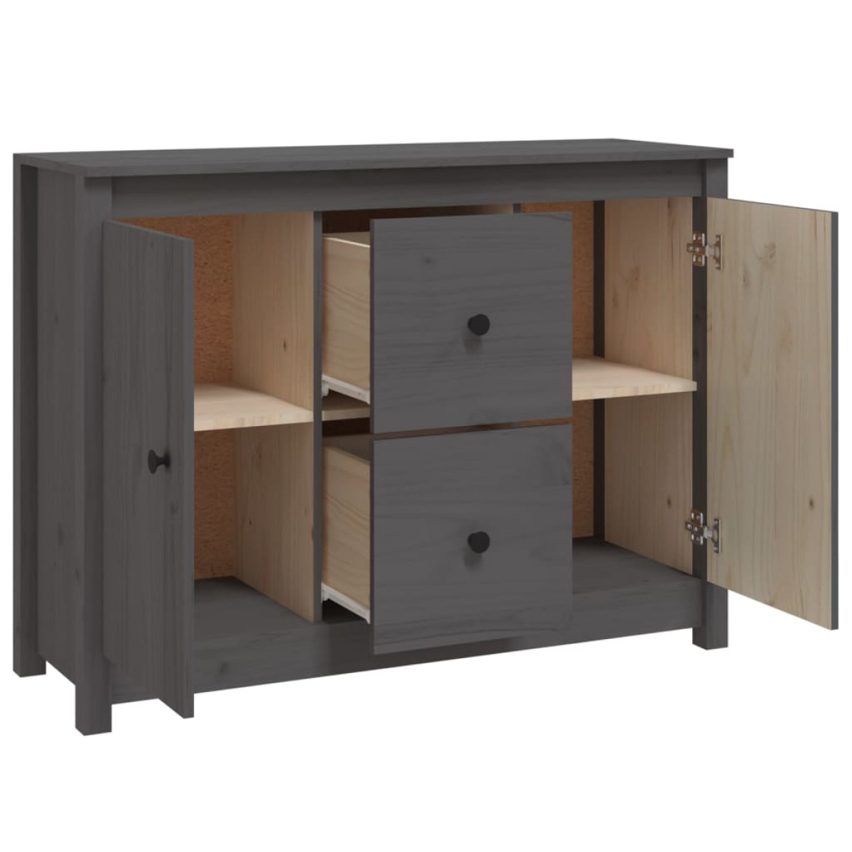 vidaXL Ντουλάπι Γκρι 100 x 35 x 74 εκ. από Μασίφ Ξύλο Πεύκου