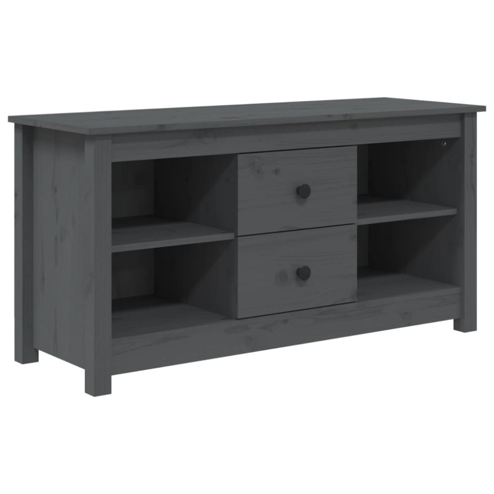 vidaXL Έπιπλο Τηλεόρασης Γκρι 103x36,5x52 εκ. από Μασίφ Ξύλο Πεύκου
