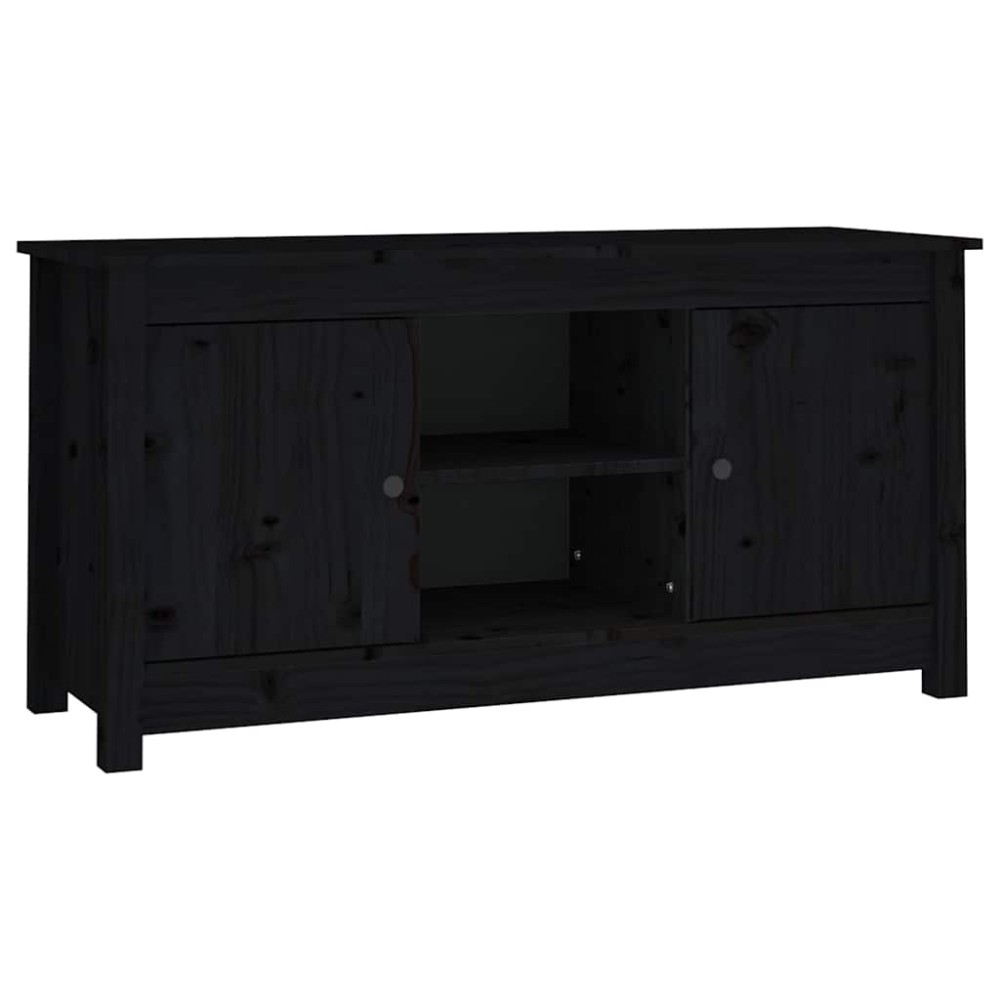 vidaXL Έπιπλο Τηλεόρασης Μαύρο 103x36,5x52 εκ. από Μασίφ Ξύλο Πεύκου
