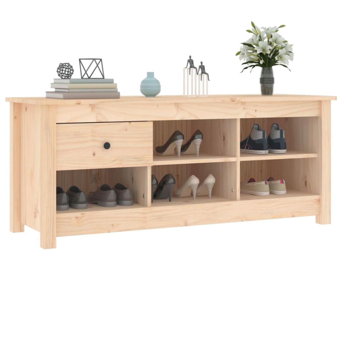 vidaXL Παπουτσοθήκη 110 x 38 x 45,5 εκ. από Μασίφ Ξύλο Πεύκου
