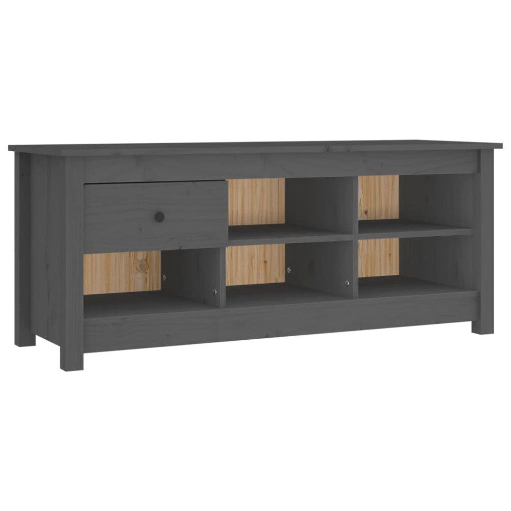 vidaXL Παπουτσοθήκη Γκρί 110 x 38 x 45,5 εκ. από Μασίφ Ξύλο Πεύκου