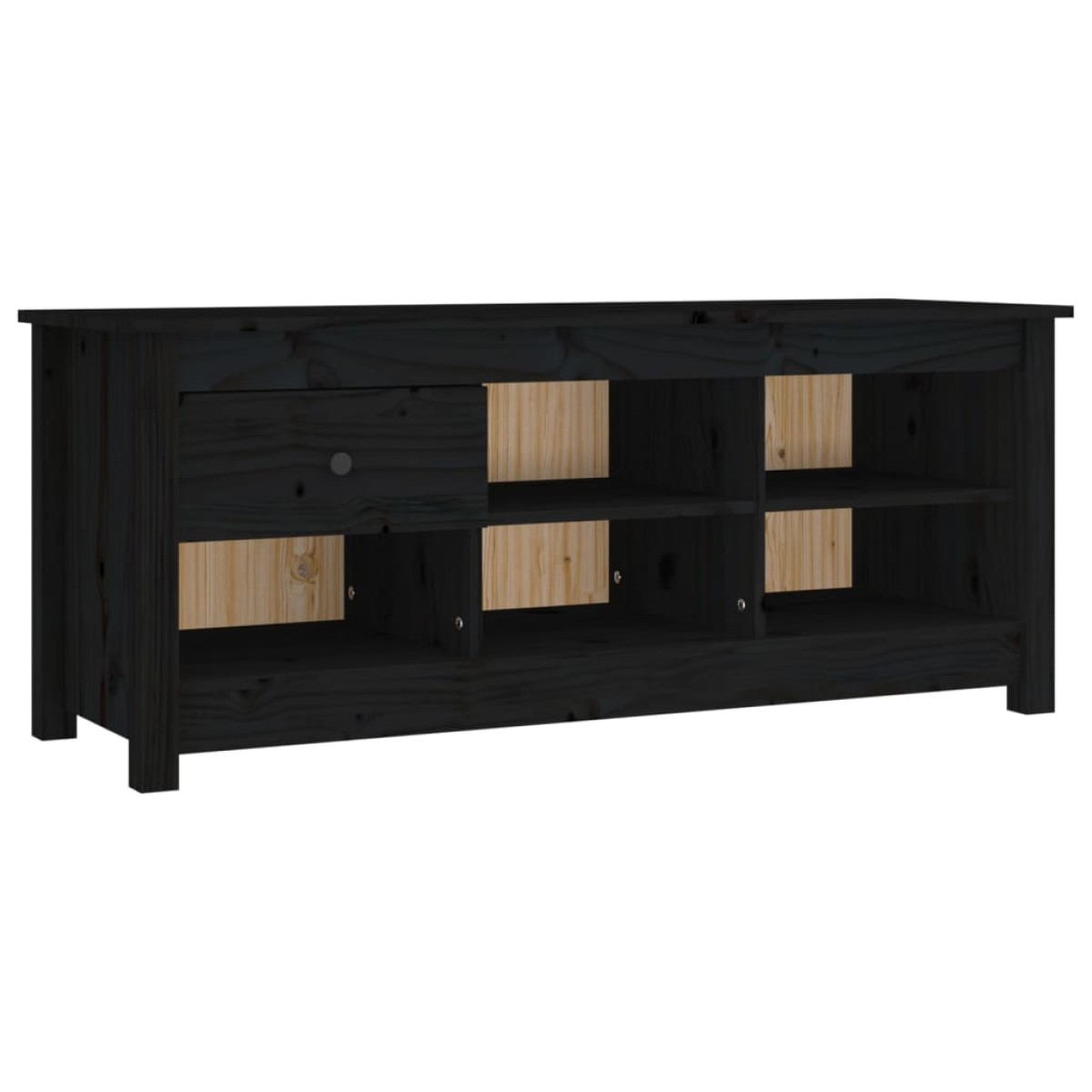 vidaXL Παπουτσοθήκη Μαύρη 110x38x45,5 εκ. από Μασίφ Ξύλο Πεύκου