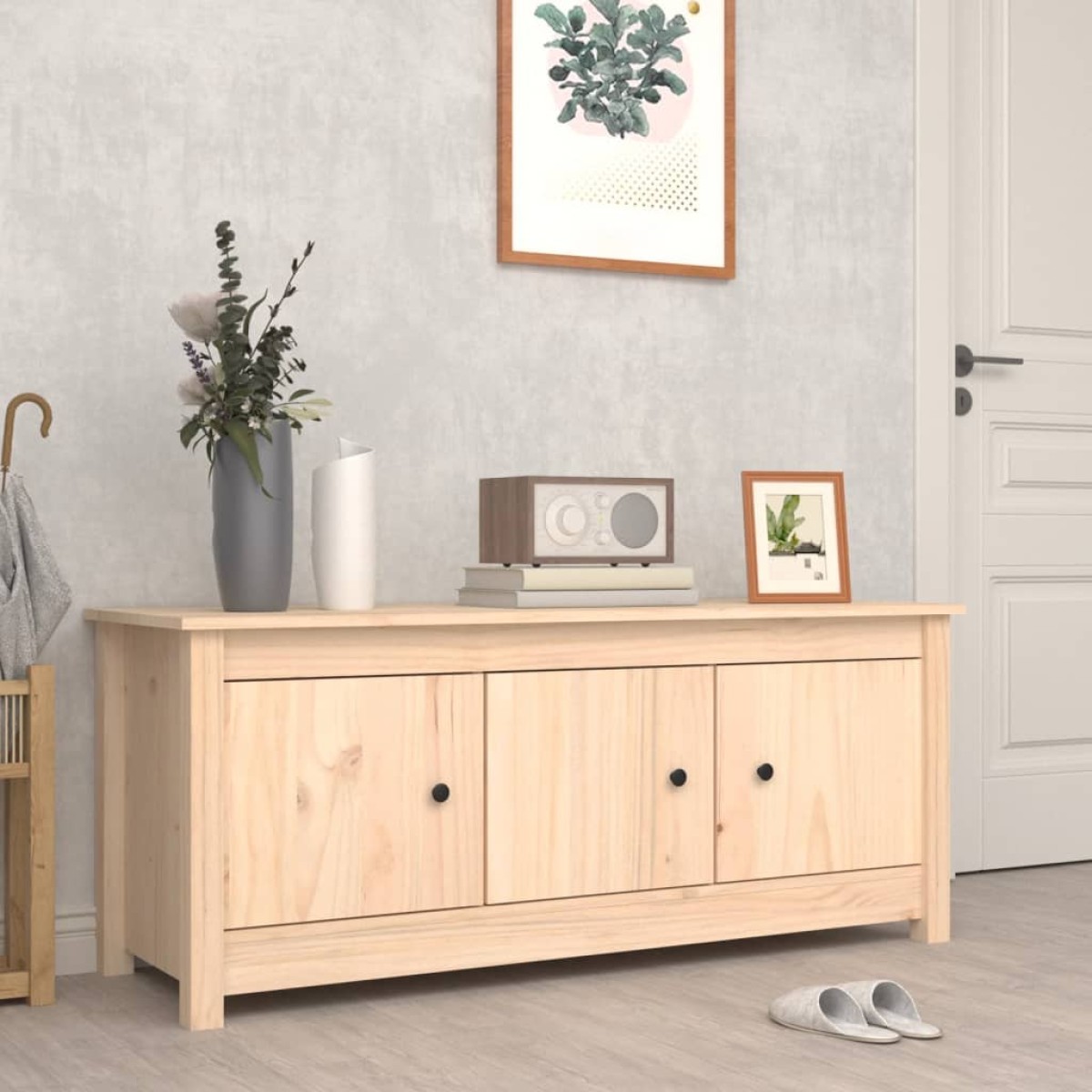 vidaXL Παπουτσοθήκη 110 x 38 x 45,5 εκ. από Μασίφ Ξύλο Πεύκου