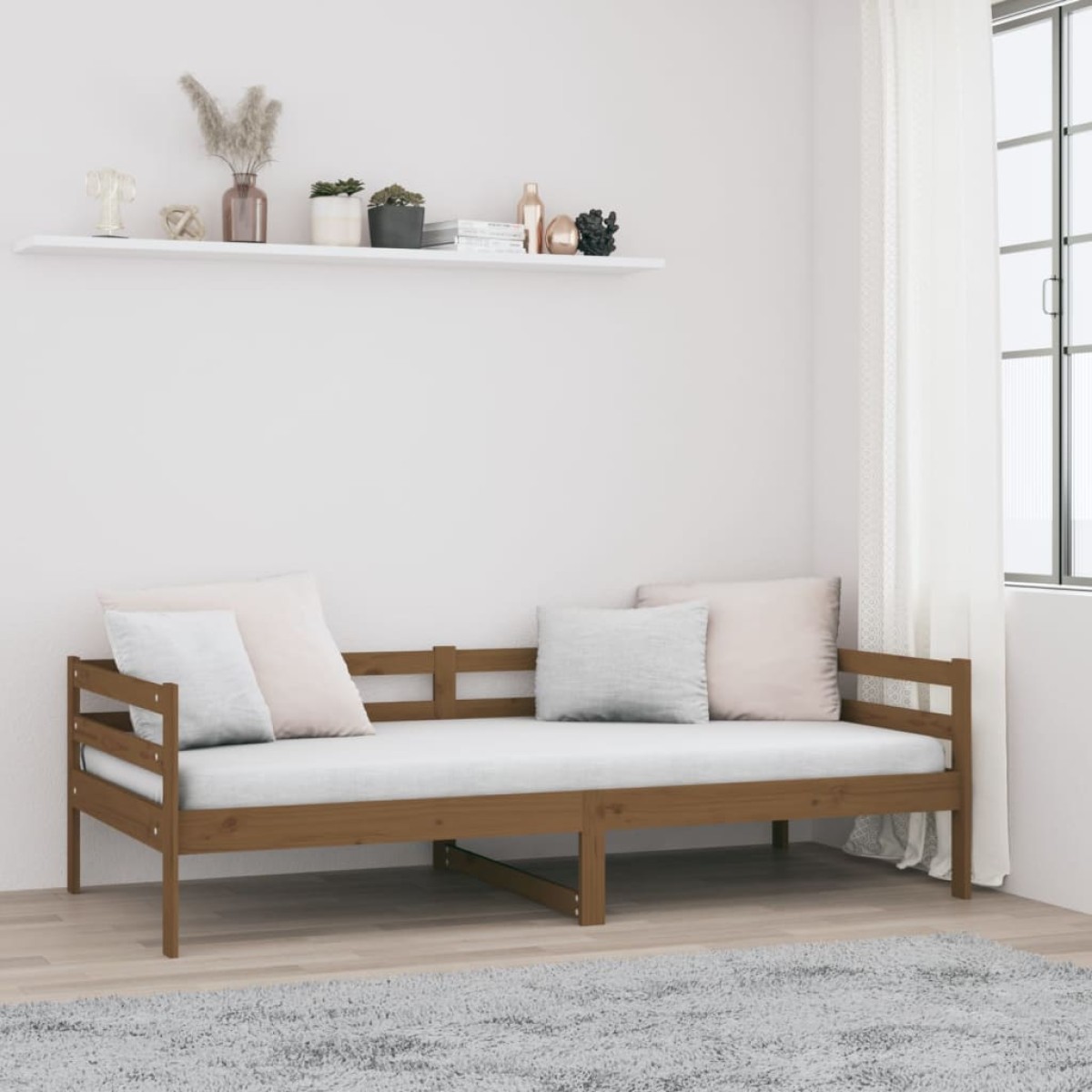 vidaXL Καναπές Κρεβάτι Καφέ Μελί 90 x 190 εκ. από Μασίφ Ξύλο Πεύκου