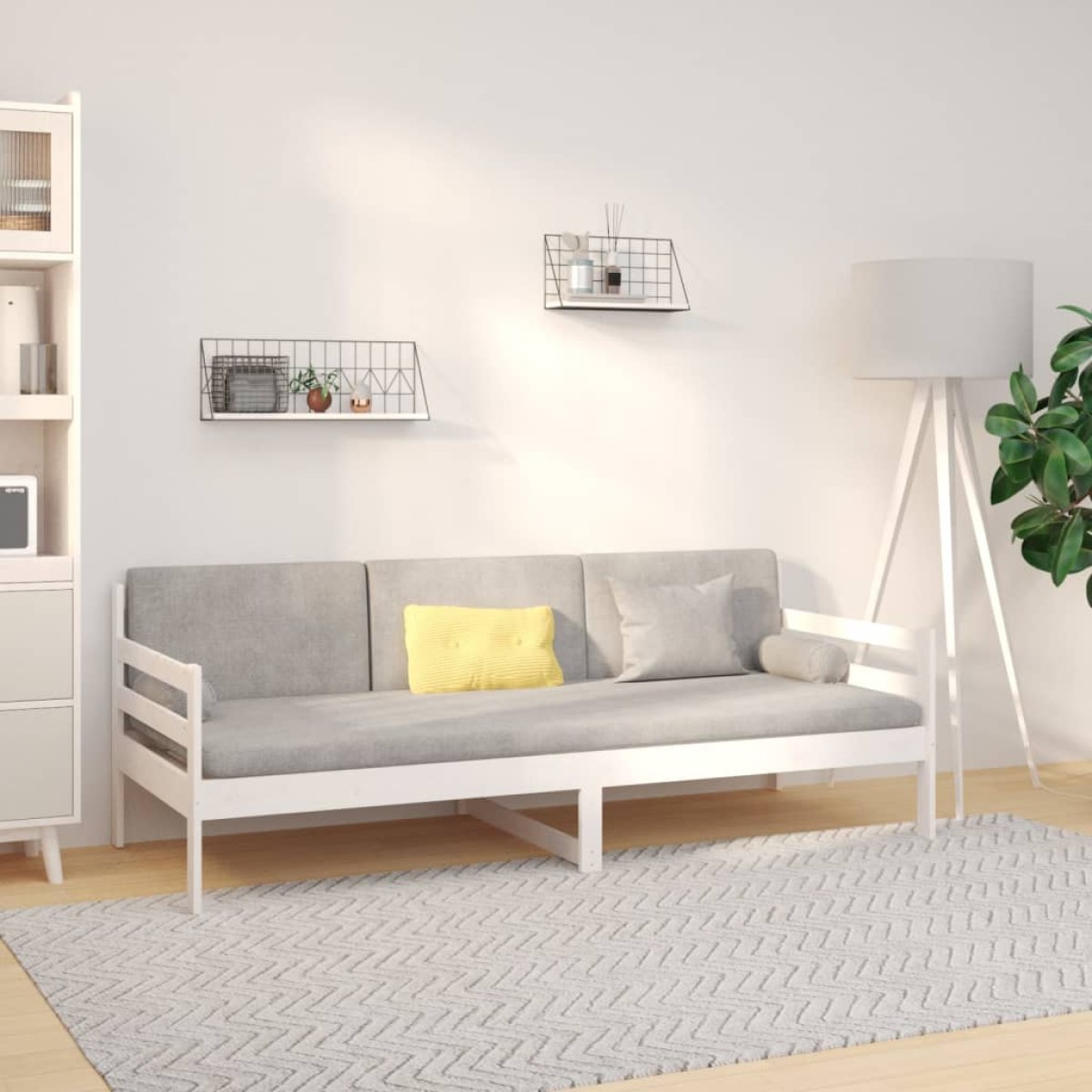 vidaXL Καναπές Κρεβάτι Λευκός 90 x 190 εκ. από Μασίφ Ξύλο Πεύκου