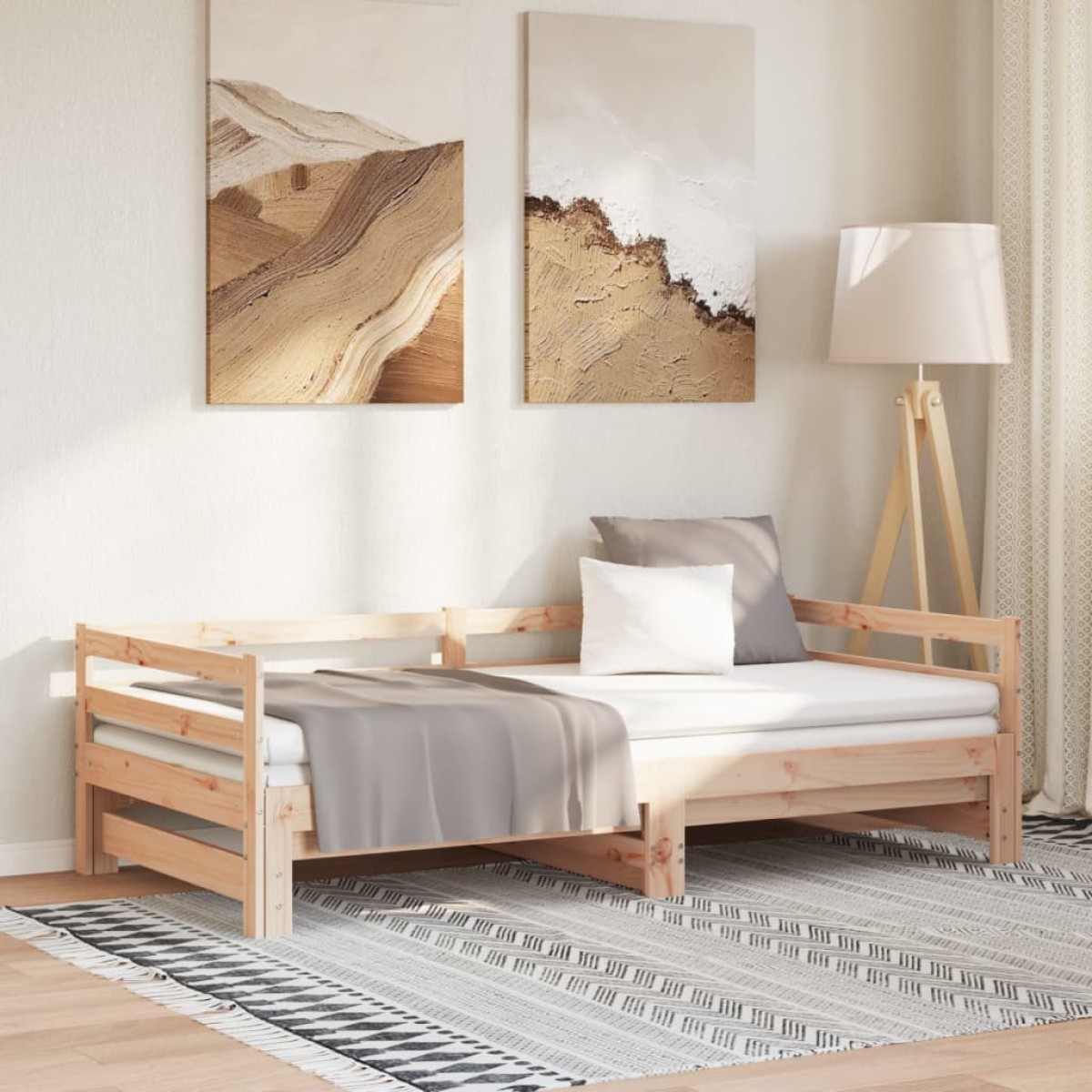 vidaXL Καναπές Κρεβάτι Συρόμενος 2x(90x190) εκ. Μασίφ Ξύλο Πεύκου