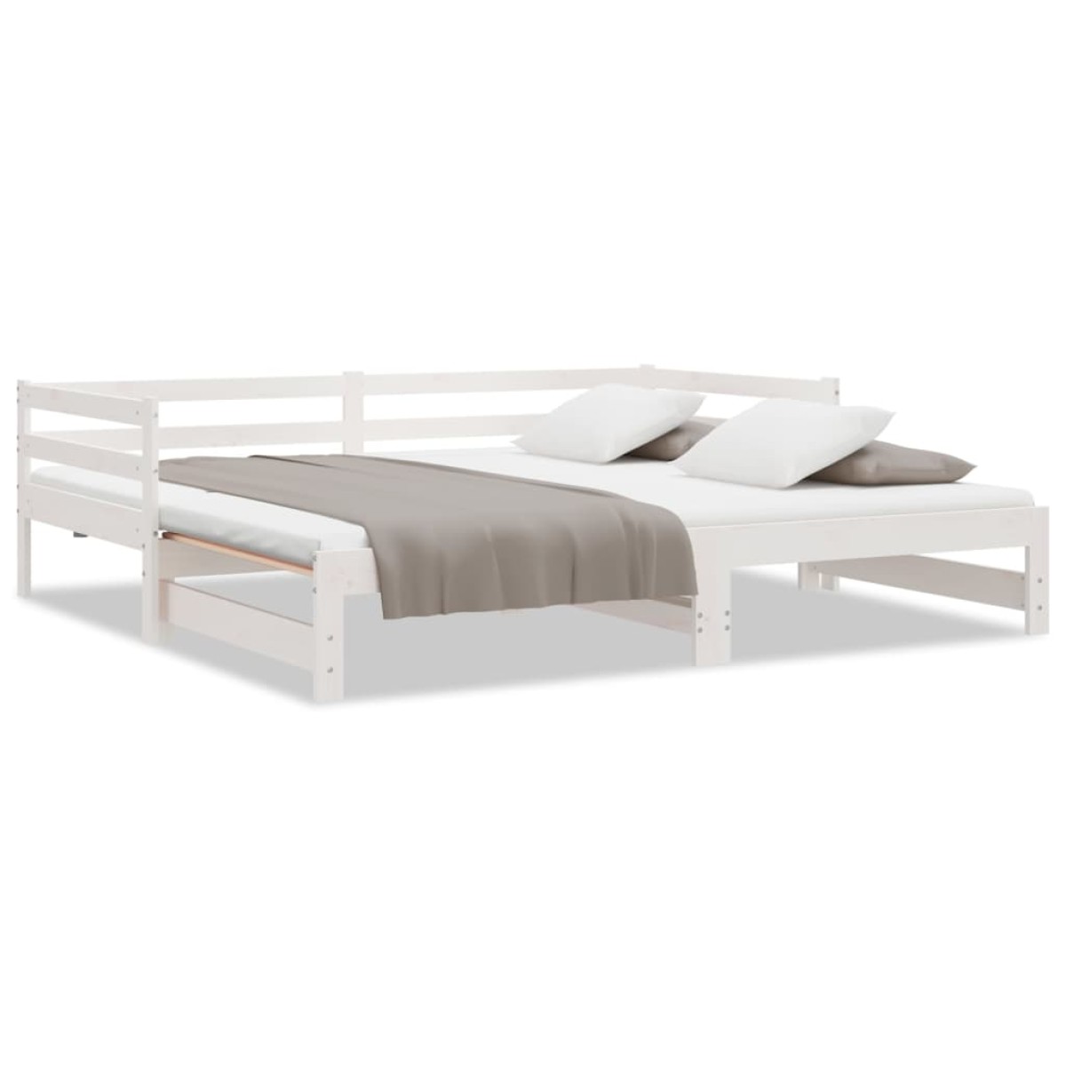 vidaXL Καναπές Κρεβάτι Συρόμενος Λευκός 2x(90x190) εκ. από Μασίφ Πεύκο