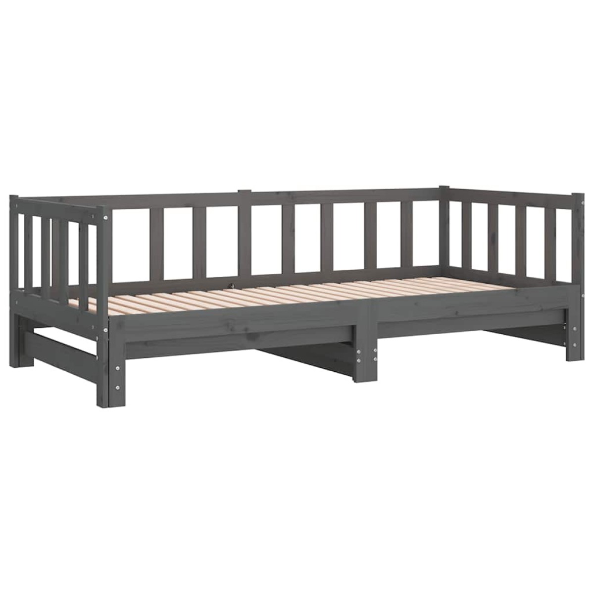 vidaXL Καναπές Κρεβάτι Συρόμενος Γκρι 2x(90x190) εκ. Μασίφ Ξύλο Πεύκου