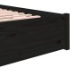 vidaXL Πλαίσιο Κρεβατιού Μαύρο 120 x 190 εκ. Μασίφ Ξύλο Small Double