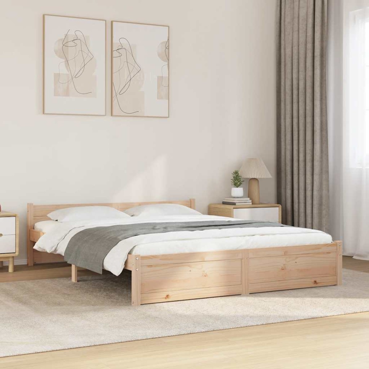vidaXL Πλαίσιο Κρεβατιού 150 x 200 εκ. Μασίφ Ξύλο King Size