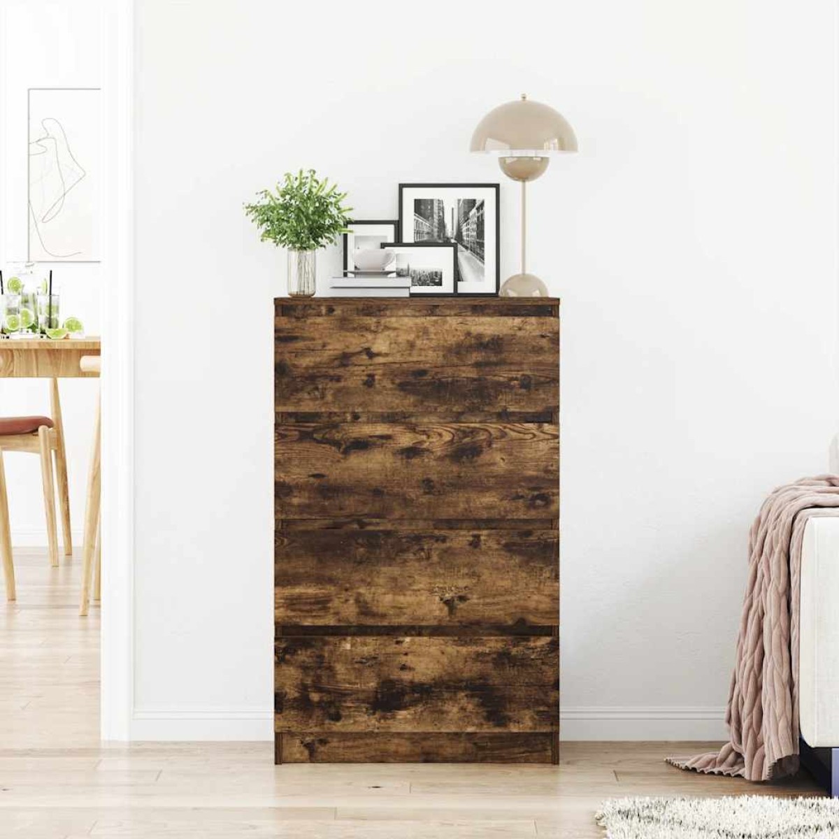 vidaXL Συρταριέρα Καπνιστή Δρυς 60 x 35 x 98,5 εκ. Επεξεργασμένο Ξύλο
