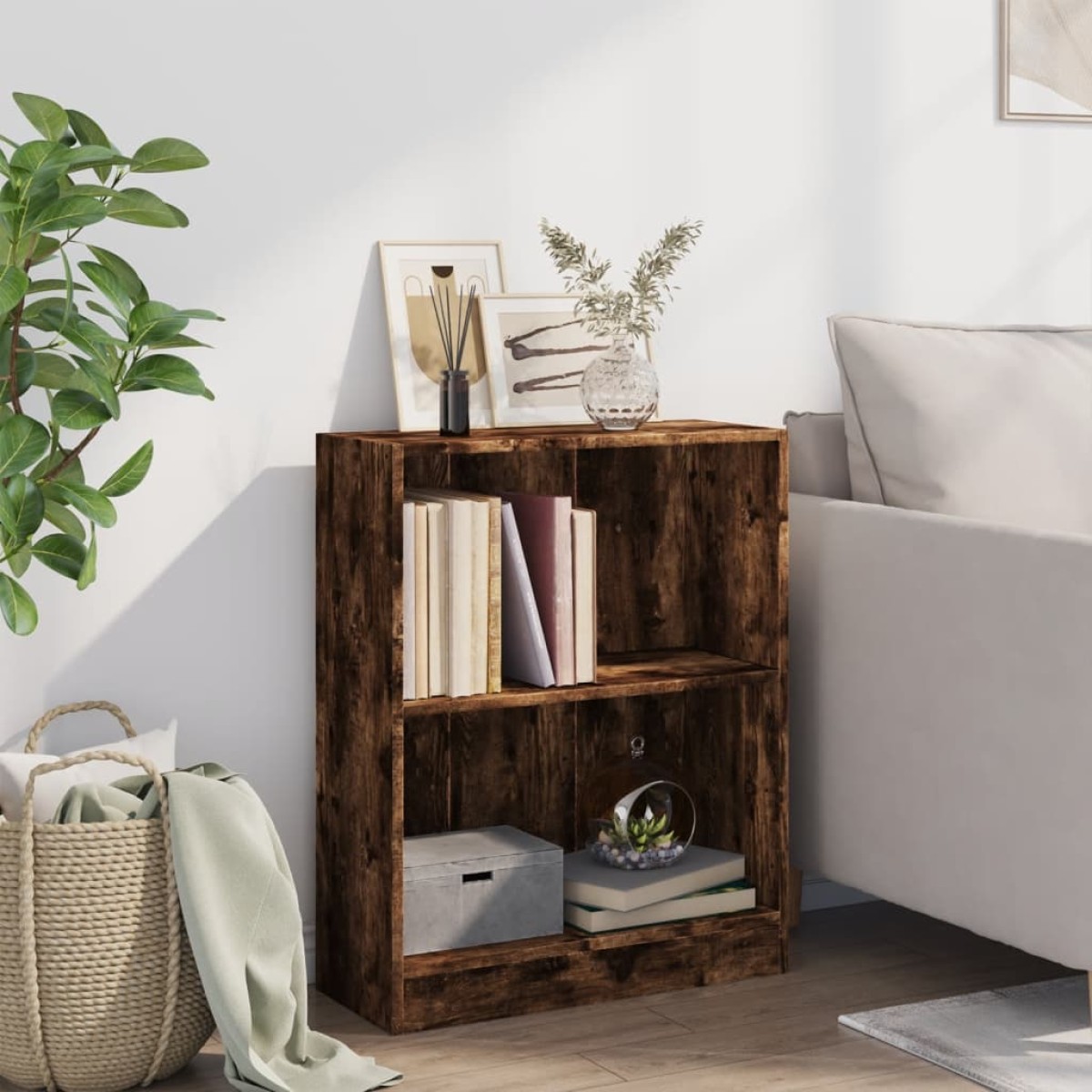vidaXL Βιβλιοθήκη Καπνιστή Δρυς 60 x 24 x 74,5 εκ. Επεξεργασμένο Ξύλο