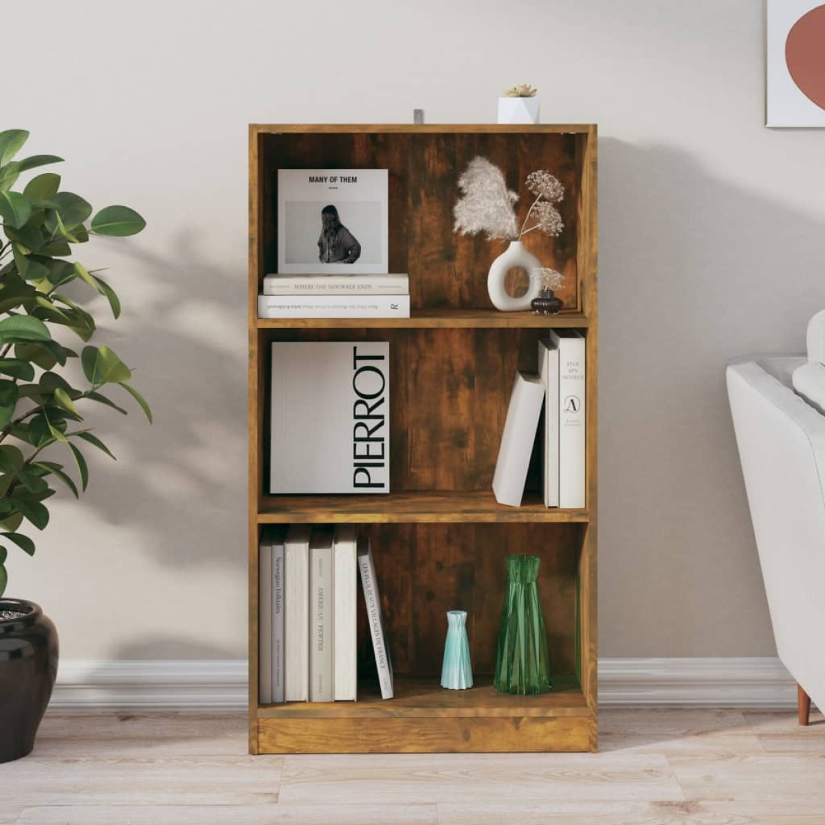 vidaXL Βιβλιοθήκη Καπνιστή Δρυς 60x24x109 εκ. από Επεξεργασμένο Ξύλο