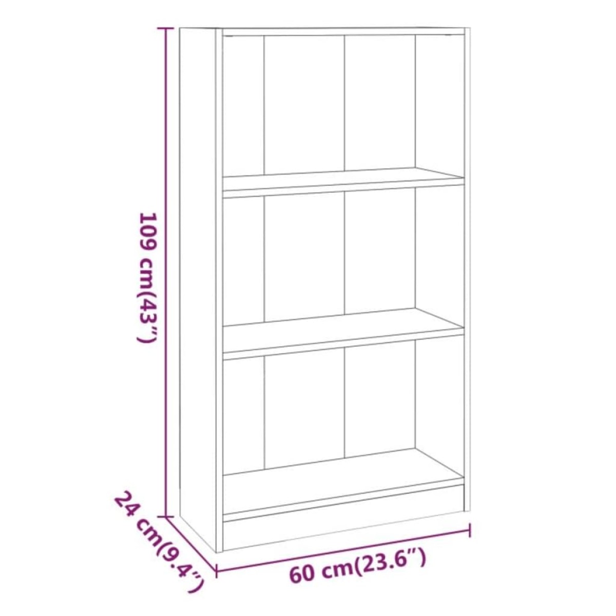 vidaXL Βιβλιοθήκη Καπνιστή Δρυς 60x24x109 εκ. από Επεξεργασμένο Ξύλο