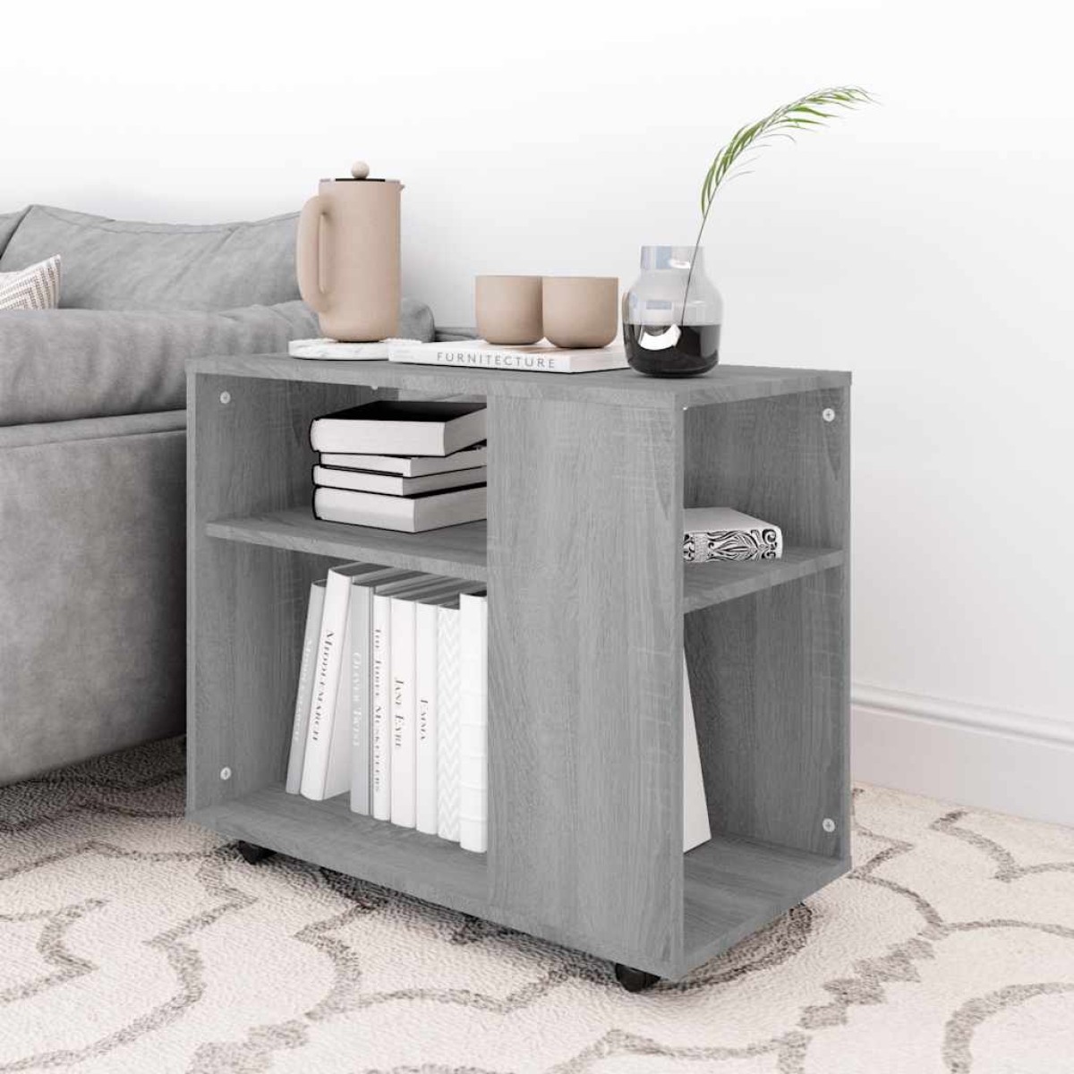 vidaXL Τραπέζι Βοηθητικό Γκρι Sonoma 70x35x55 εκ. Επεξεργασμένο Ξύλο