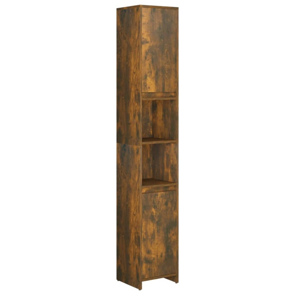 vidaXL Ντουλάπι Μπάνιου Καπνιστή Δρυς 30x30x183,5 εκ. Επεξεργ. Ξύλο