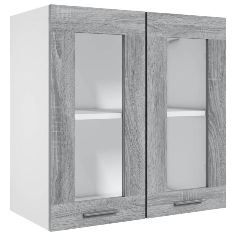 vidaXL Κρεμαστό Γυάλινο Ντουλάπι "Lyon" Γκρι Sonoma 60x31x60 εκ. από Τεχνητό Ξύλο